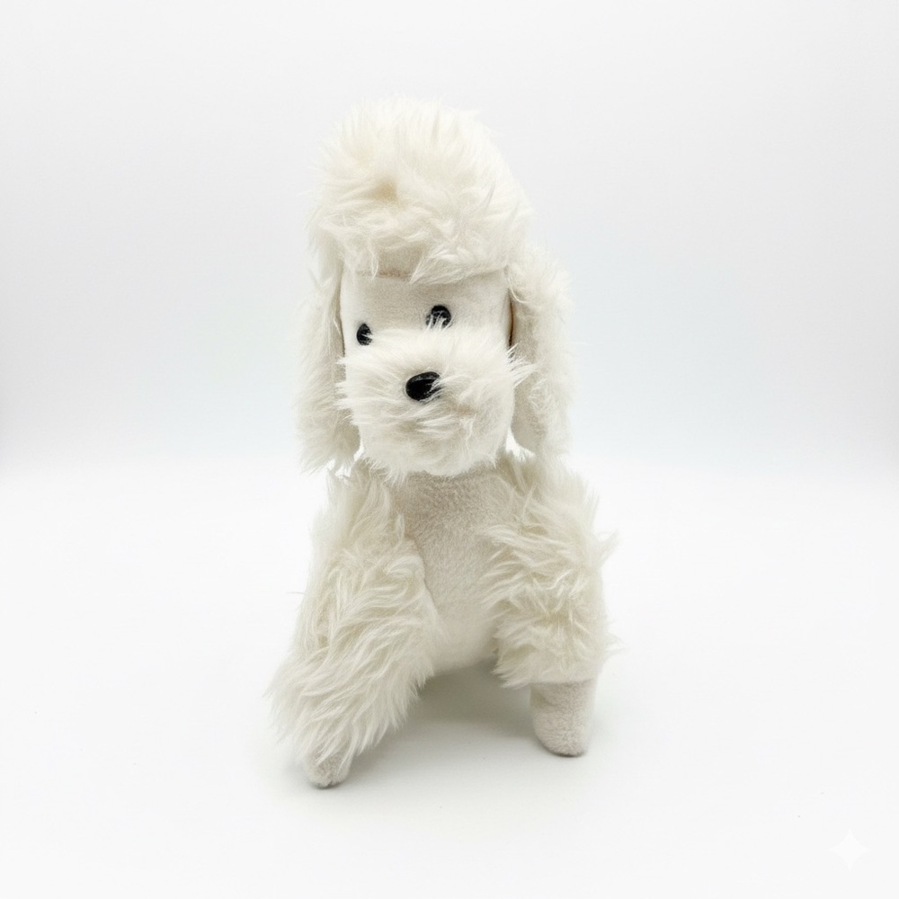 Vtg 1984 Novelty Inc White Poodle Dog Plush Stuffed Animal Floppy Sitting Puppy